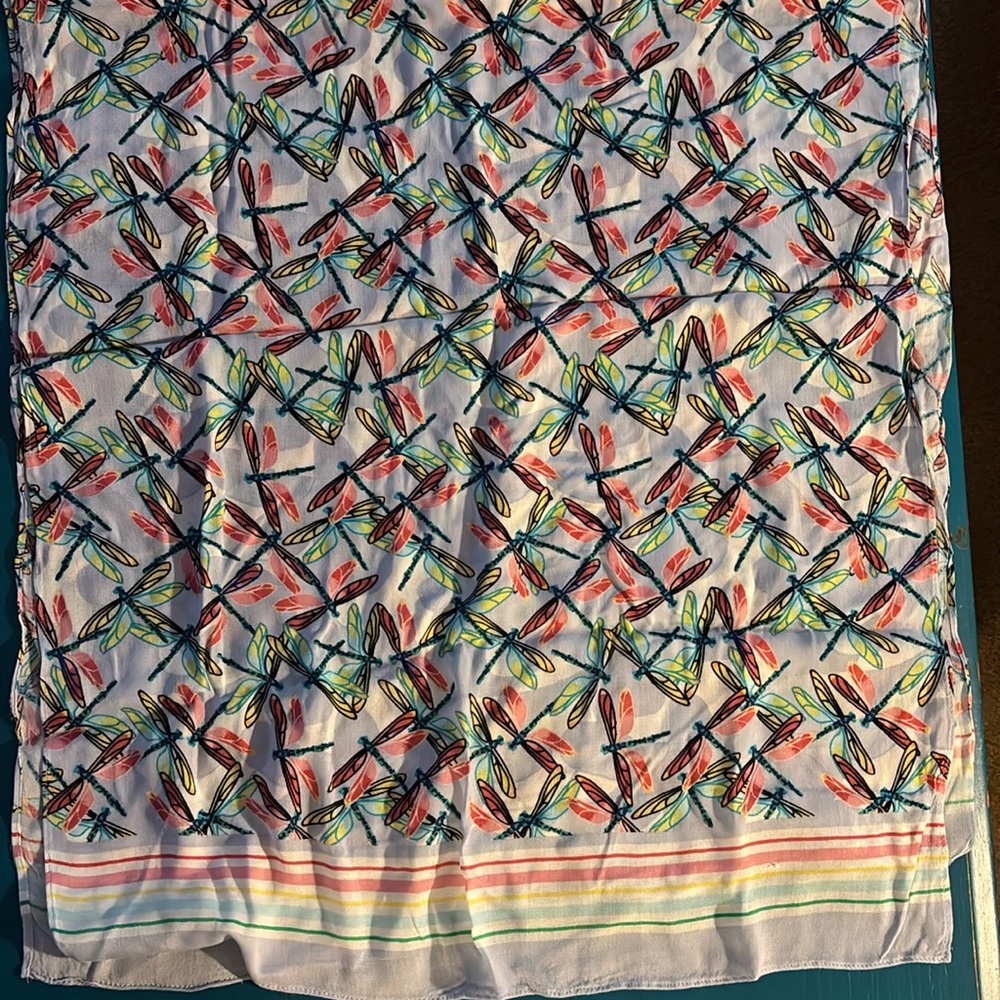 SCARF Lovely colorful dragonfly scarf or spring table runner